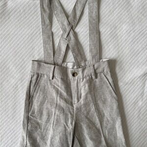 Janie and Jack Light Gray Pants with Suspenders